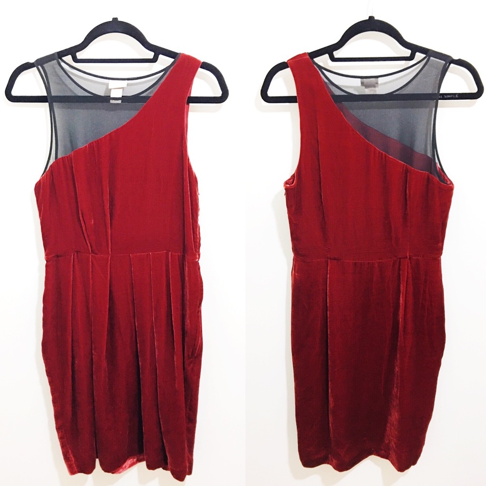 🌷H&M Red Velvet Sheath Dress Sz 8 - Picture 1 of 8